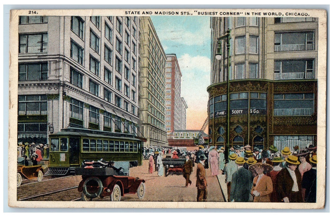 State Madison STS. Busiest Corner Chicago Illinois IL Pittsburg PA Postcard