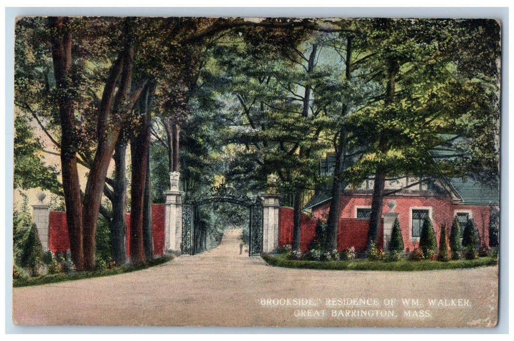 Brookside Residence WM. Walker Great Barrington Massachusetts MA Postcard