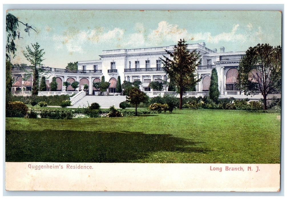 1905 View Of Guggenheim Residence Mansion Long Branch New Jersey NJ Postcard