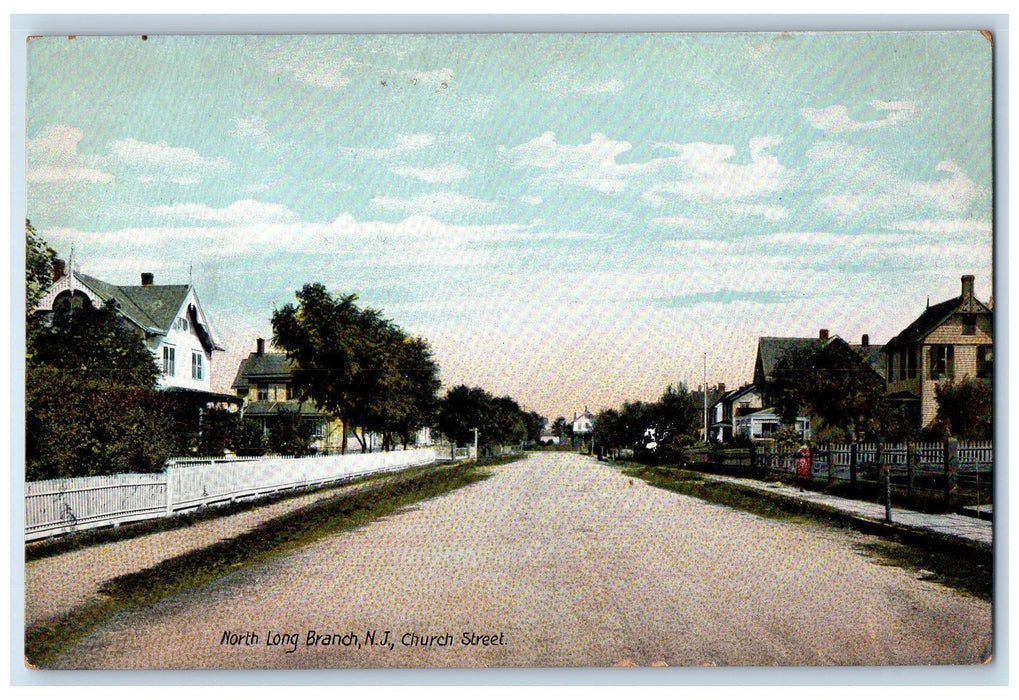 c1910's View Of North Long Branch New Jersey NJ Church Street Antique Postcard