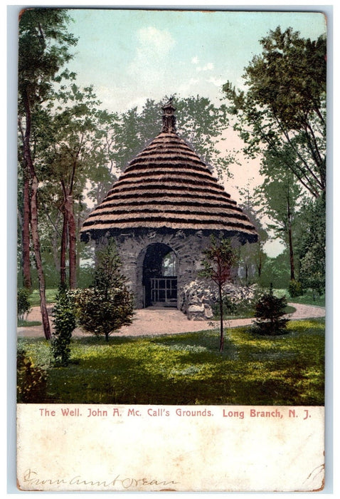 1909 The Well John A Mc Call's Grounds Long Branch New Jersey NJ Postcard