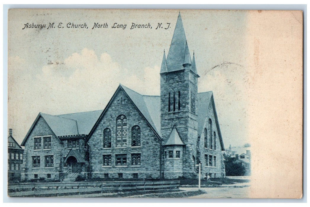 1907 Asbury M.E Church Exterior Scene North Long Branch New Jersey NJ Postcard