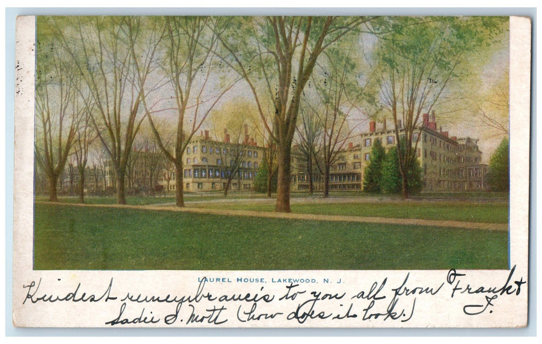 1905 View Of Laurel House Building Tree-lined Lakewood New Jersey NJ Postcard