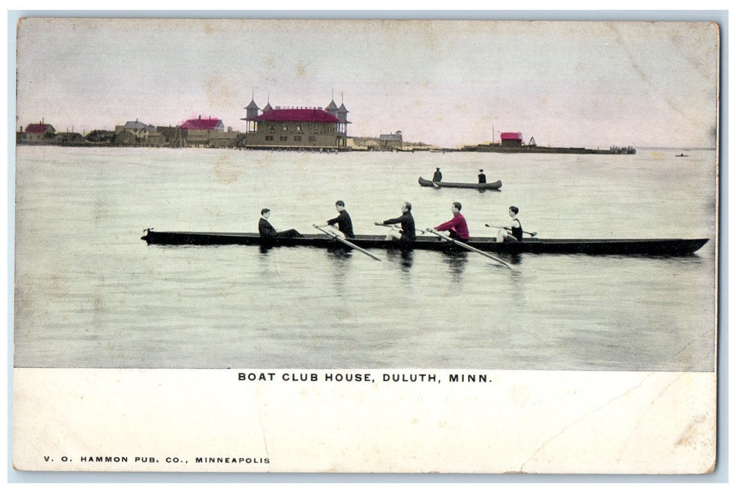 1905 View Of Boat Club House Canoeing Scene Duluth Minnesota MN Antique Postcard