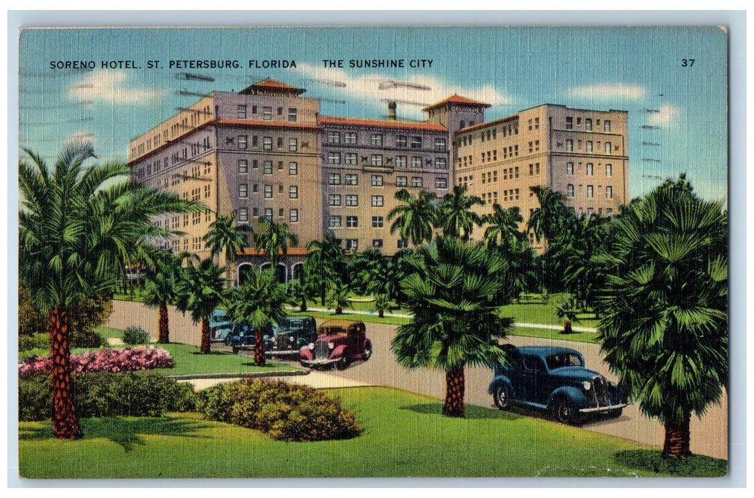 1941 Soreno Hotel Building The Sunshine City St. Petersburg Florida FL Postcard