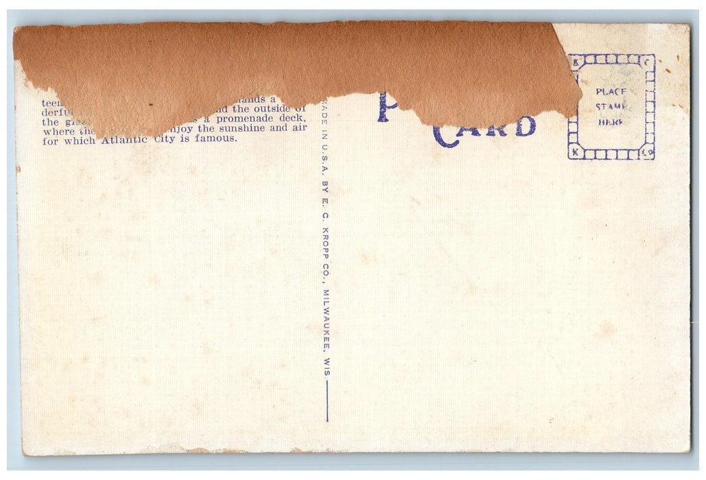Ship's Deck Atop Colton Manor Pennsylvania Avenue Atlantic City NJ Postcard