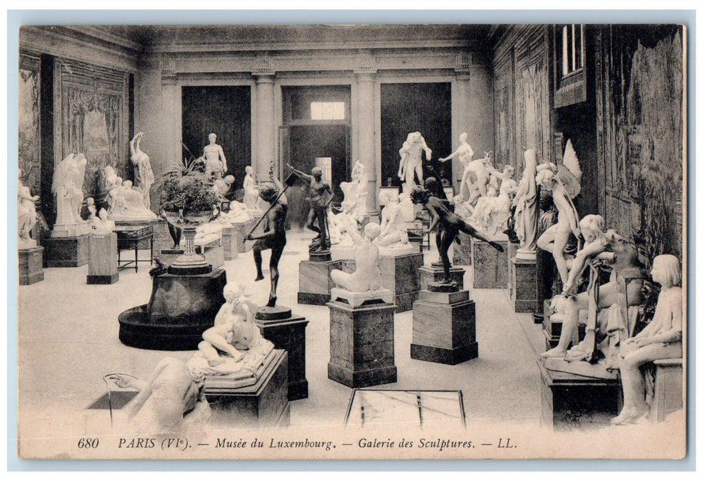 Paris Musee De Luxembourg Galerie Des Sculptures Interior Scene France Postcard