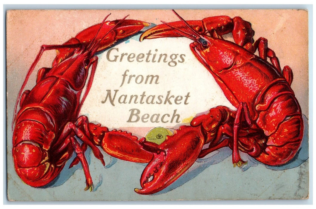 1908 Greetings From Nantasket Beach Massachusetts MA, Prawn Seafood Postcard