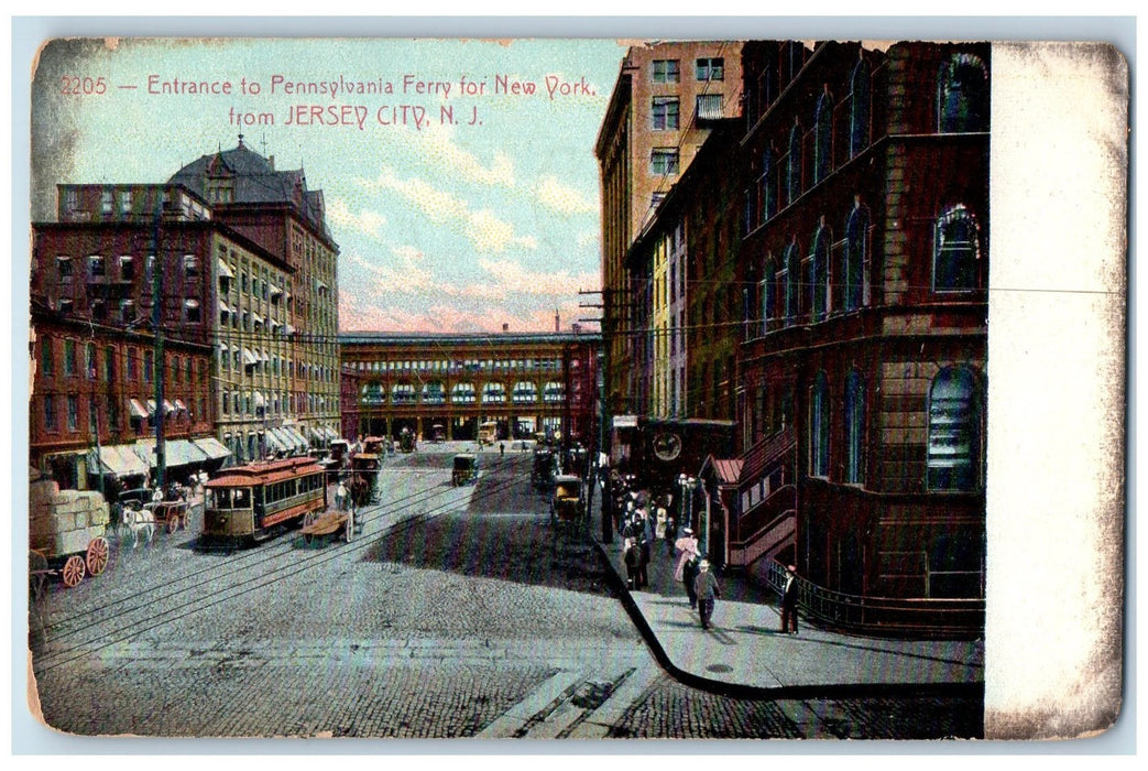 1909 Entrance To Pennsylvania Ferry For New York From Jersey City NJ Postcard