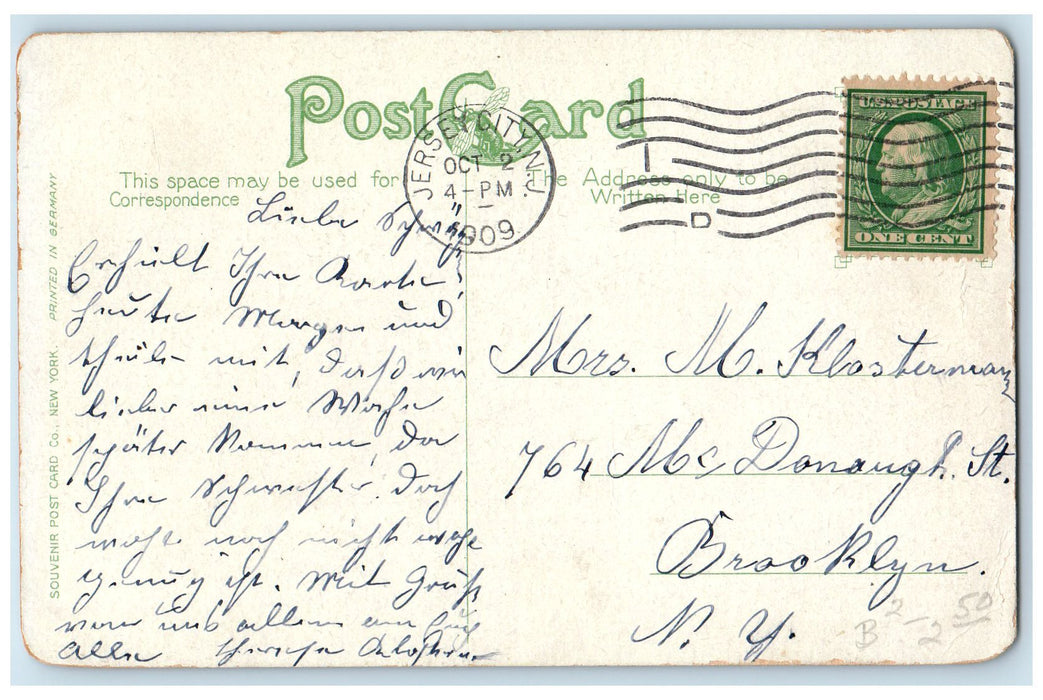 1909 Entrance To Pennsylvania Ferry For New York From Jersey City NJ Postcard