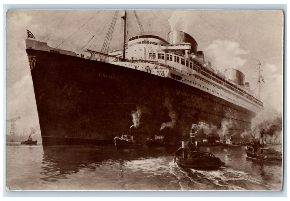 c1910's Turbinen-Schnelldampfer Bremen Germany, Steamer Ship S.S Postcard