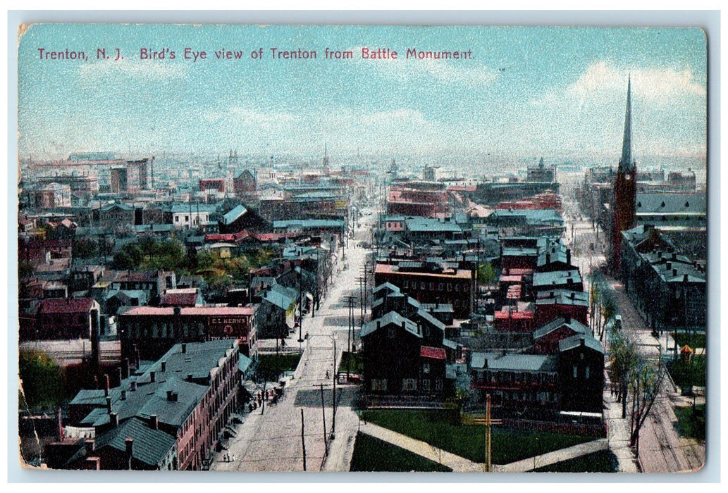 1908 Bird's Eye View Of Trenton From Battle Monument New Jersey NJ Postcard