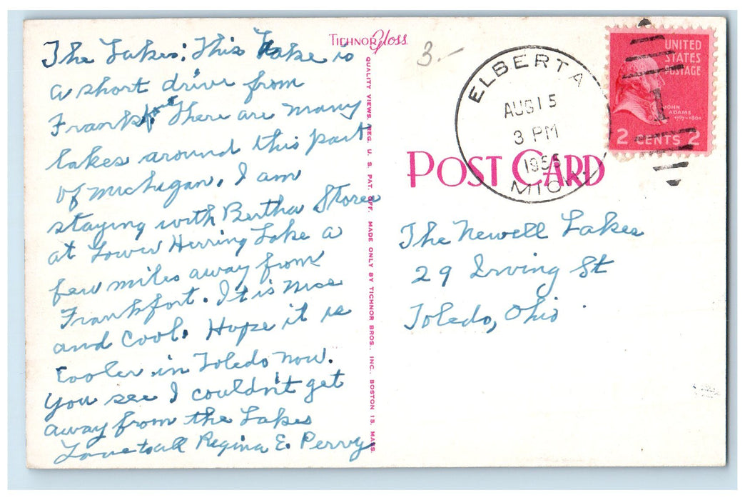 1955 Moonlight Night Trees Nature Scene Bear Lake Michigan MI Vintage Postcard