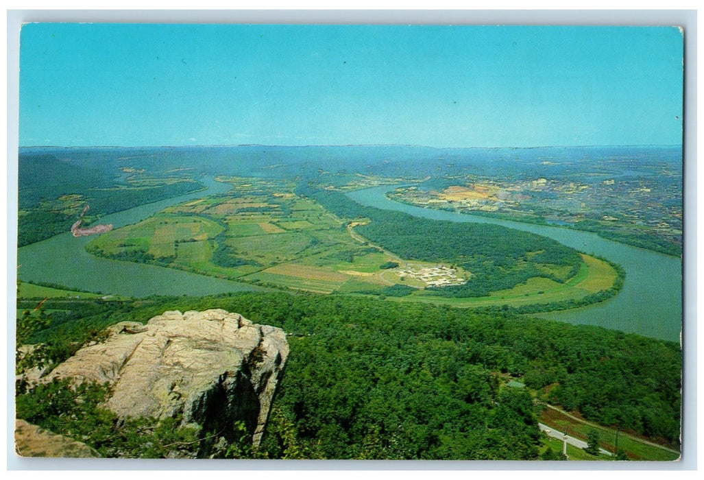 1967 Moccasin Bend Seen Point Lookout Mountain Chattanooga Tennessee TN Postcard