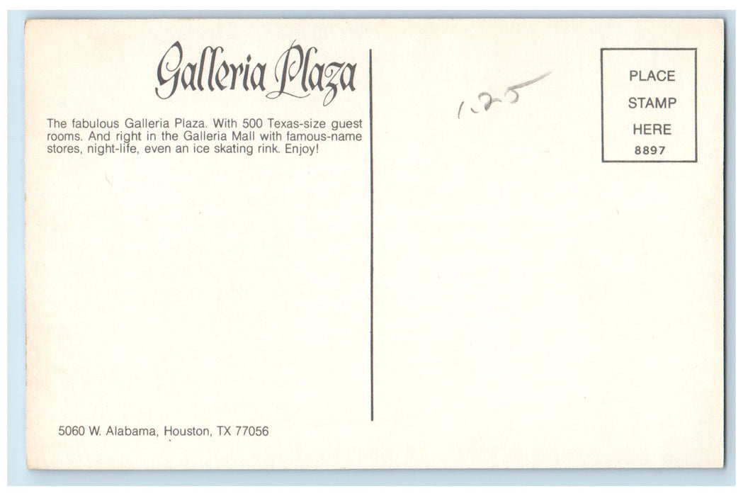 c1910's Galleria Plaza Hotel Building Exterior Scene Houston Texas TX Postcard