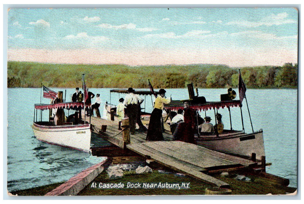 c1910's At Cascade Dock Boat Scene Near Auburn New York NY Antique Postcard