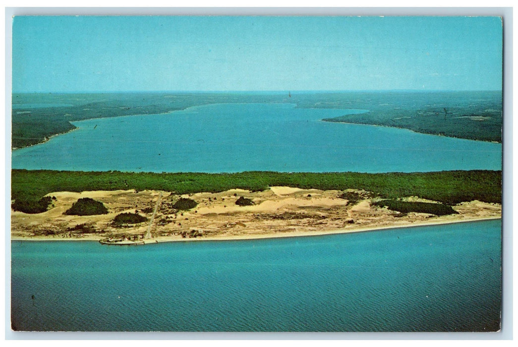 Aerial View Of Crystal Lake Near Point Betsie Michigan MI Vintage Postcard