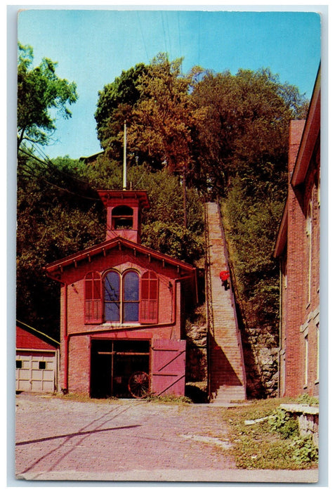 View Of Fire House #1 And Washington St. Steps Galena Illinois IL Postcard