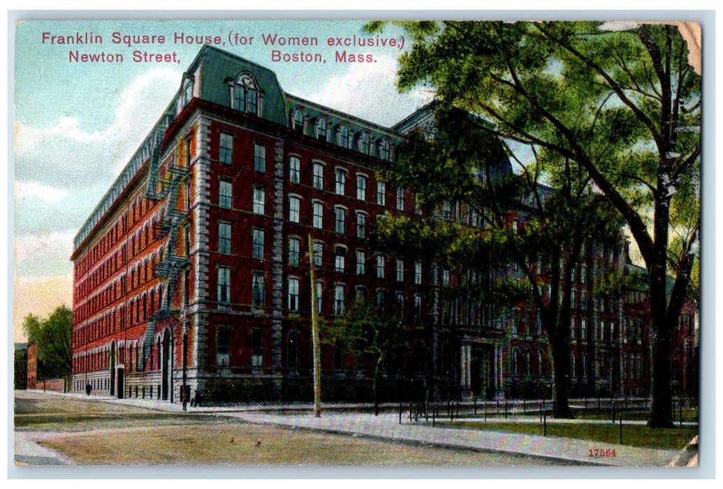 1909 Franklin Square House Women Exclusive Boston Massachusetts MA Postcard