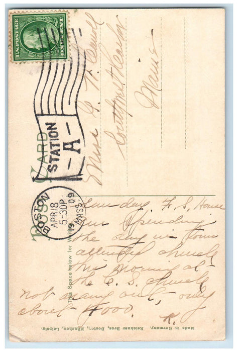 1909 Franklin Square House Women Exclusive Boston Massachusetts MA Postcard