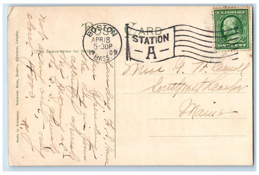 1909 Franklin Square House Women Exclusive Boston Massachusetts MA Postcard