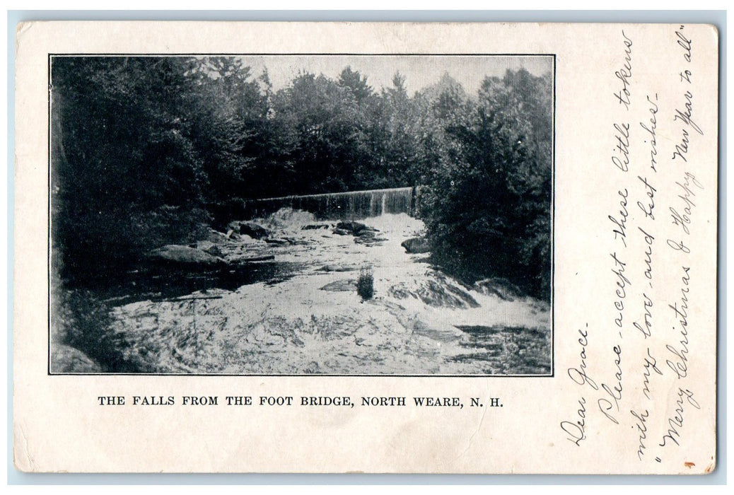 c1905 The Falls From The Foot Bridge North Weare New Hampshire NH Postcard