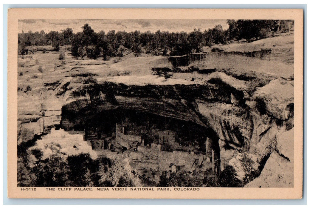 The Cliff Palace Mesa Verde National Park Colorado CO Fred Harvey Postcard