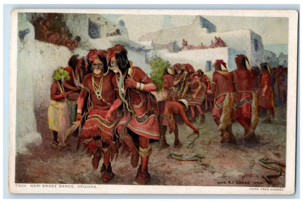 c1910's View Of Hopi Snake Dance Arizona AZ Antique Fred Harvey Posted Postcard