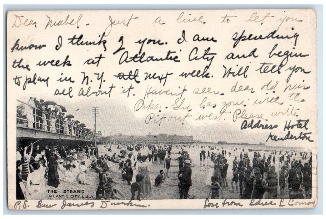 1905 View Of The Strand Atlantic City New Jersey NJ Antique Posted Postcard