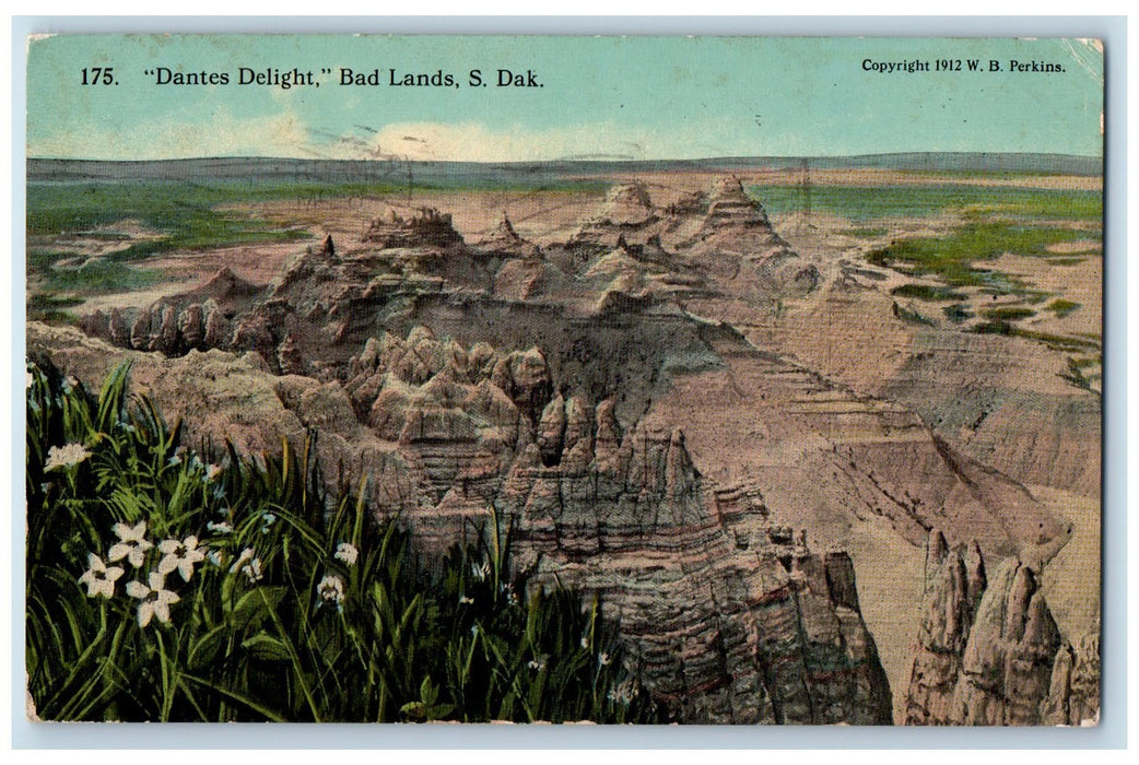 1914 Scenic View Of Dantes Delight Bad Lands Rapid City South Dakota SD Postcard
