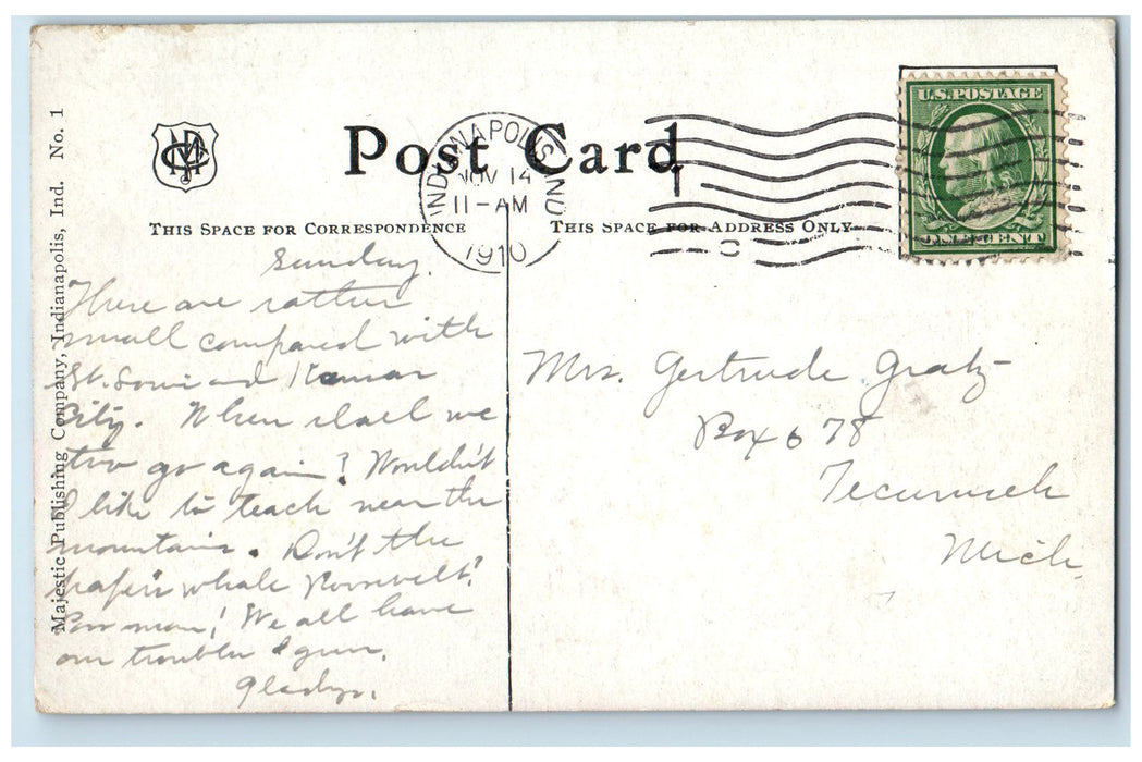 1910 View Of Train Sheds Union Station Indianapolis Indiana IN Antique Postcard