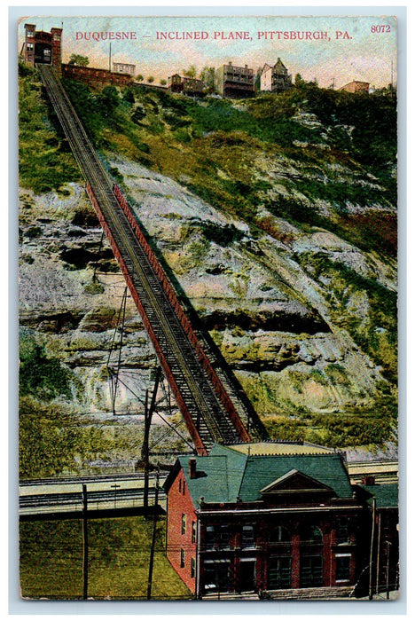 1907 Duquesne Inclined Plane Railway Pittsburg Pennsylvania PA Antique Postcard