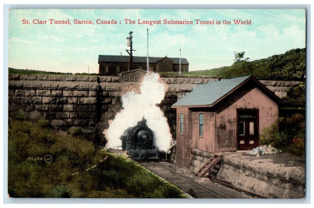 St. Clair Tunnel Sarnia Canada, The Longest Submarine Tunnel Vintage Postcard