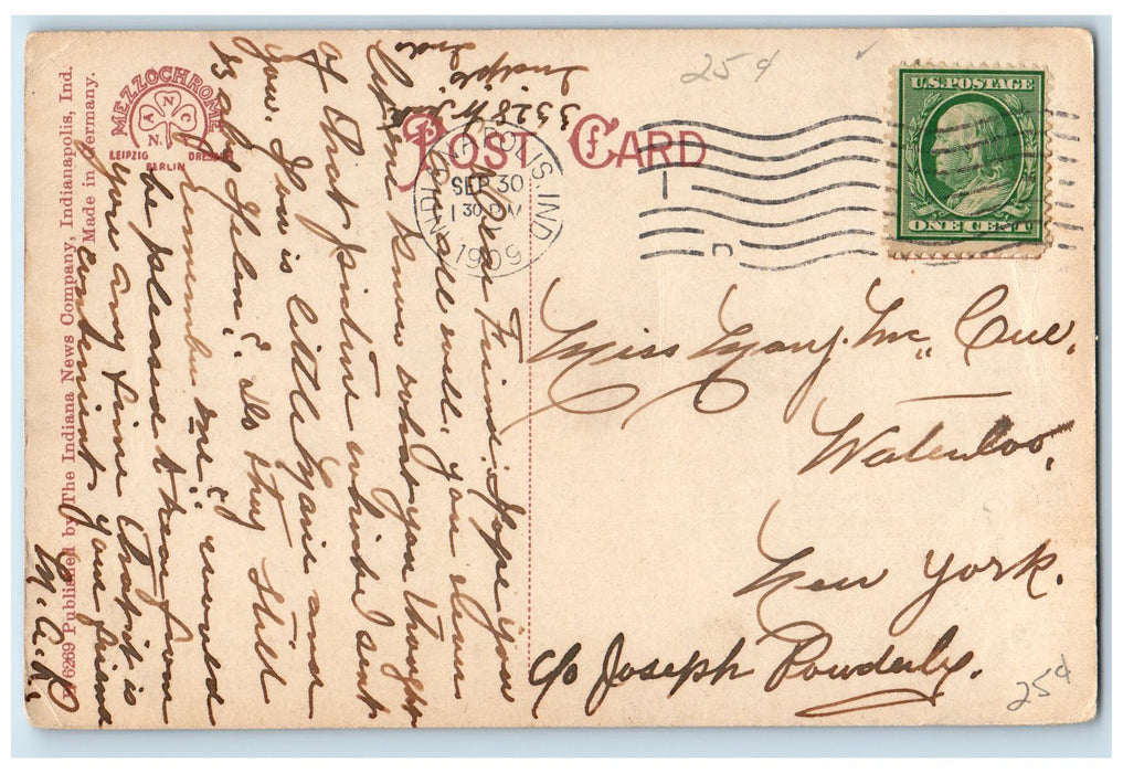 1909 Garfield Park Dirt Road Tree-lined Scene Indianapolis Indiana IN Postcard