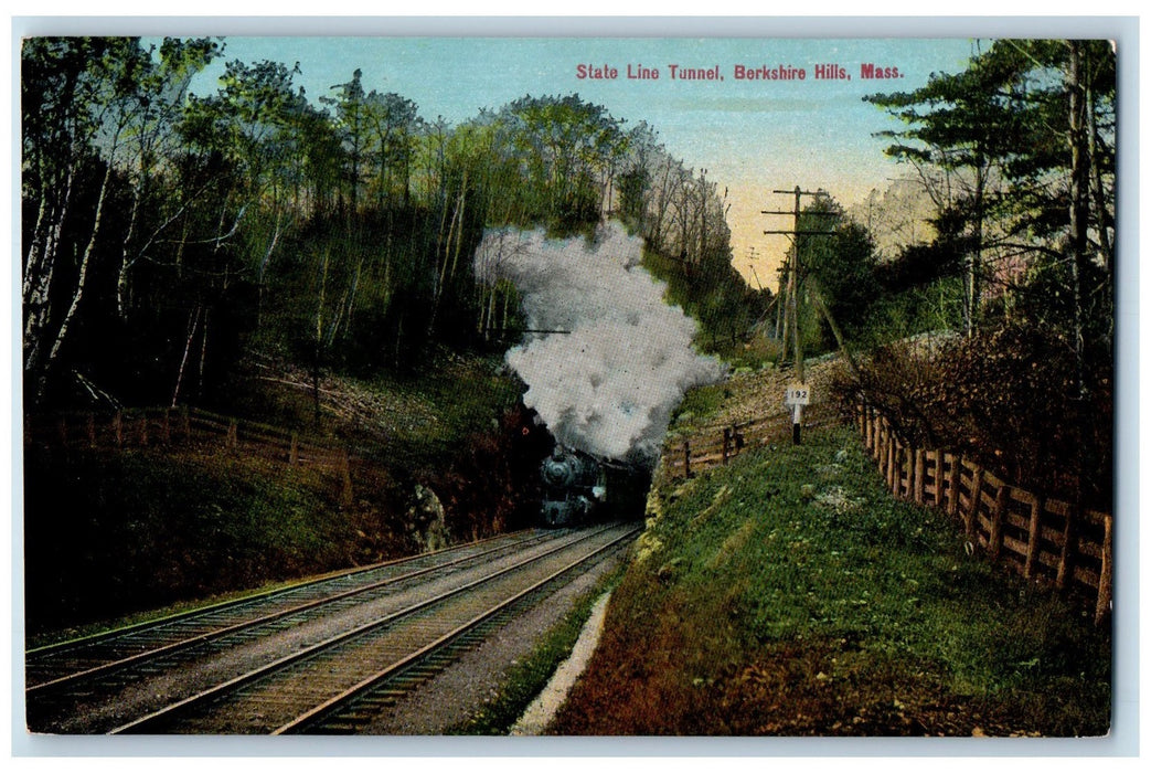 c1910's State Line Tunnel Berkshire Hills Massachusetts MA Antique Postcard