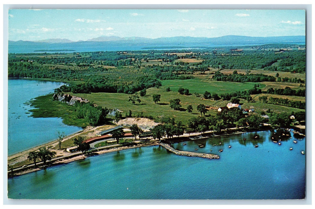 Bird's Eye View Of South Hero Vermont VT, Adirondacks Mts. Vintage Postcard