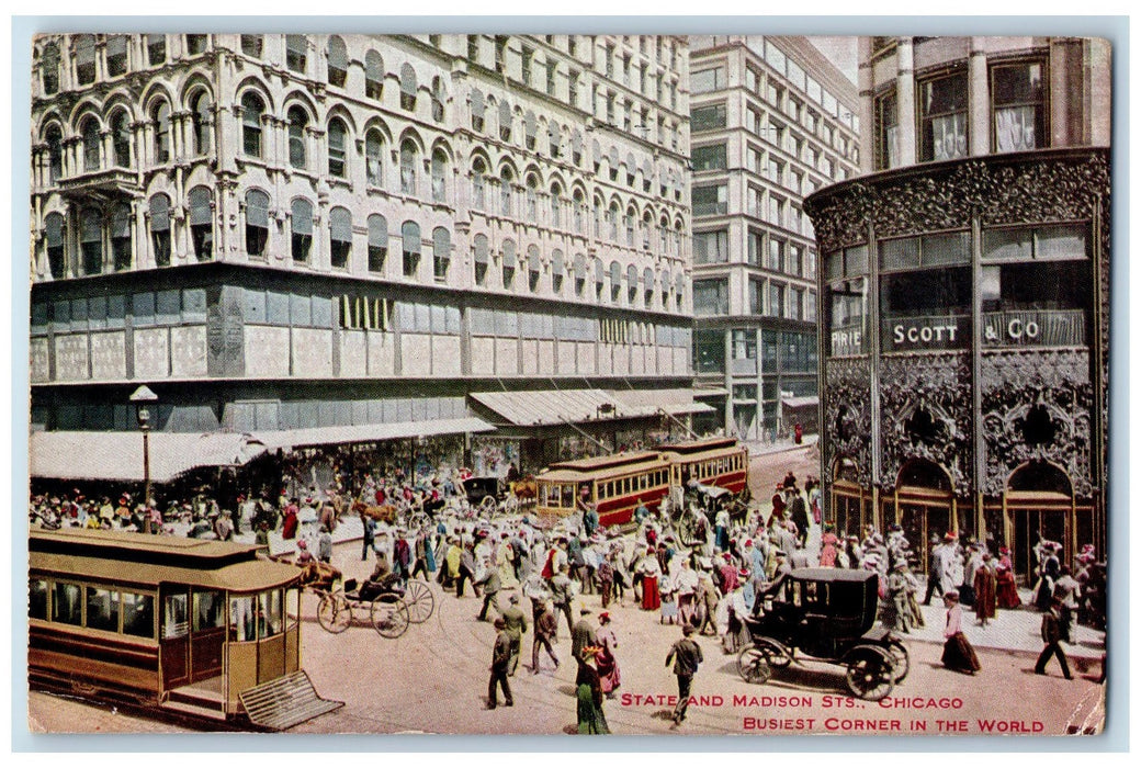 1910 State Madison STS. Busiest Corner In The World Chicago Illinois IL Postcard