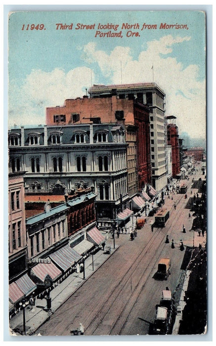 c1910's Third Street Looking North From Morrison Portland Oregon OR Postcard