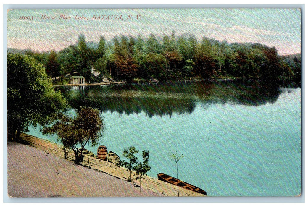 1907 Horse Shoe Lake Scenic View Batavia New York NY Antique Posted Postcard