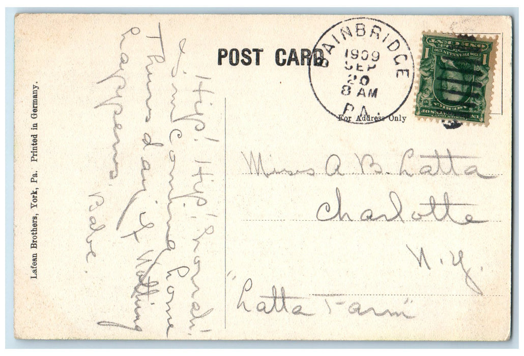 1909 School House Building Exterior Scene Bainbridge Pennsylvania PA Postcard