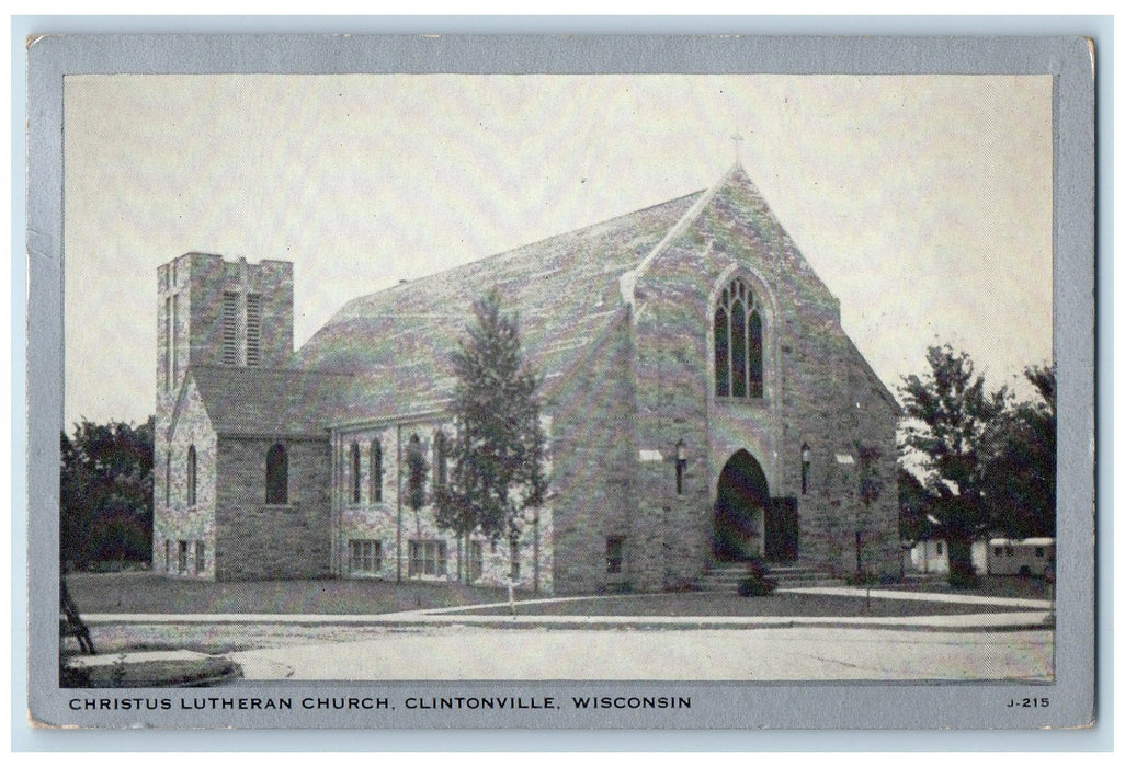 1947 Christus Lutheran Church Exterior Scene Clintonville Wisconsin WI Postcard