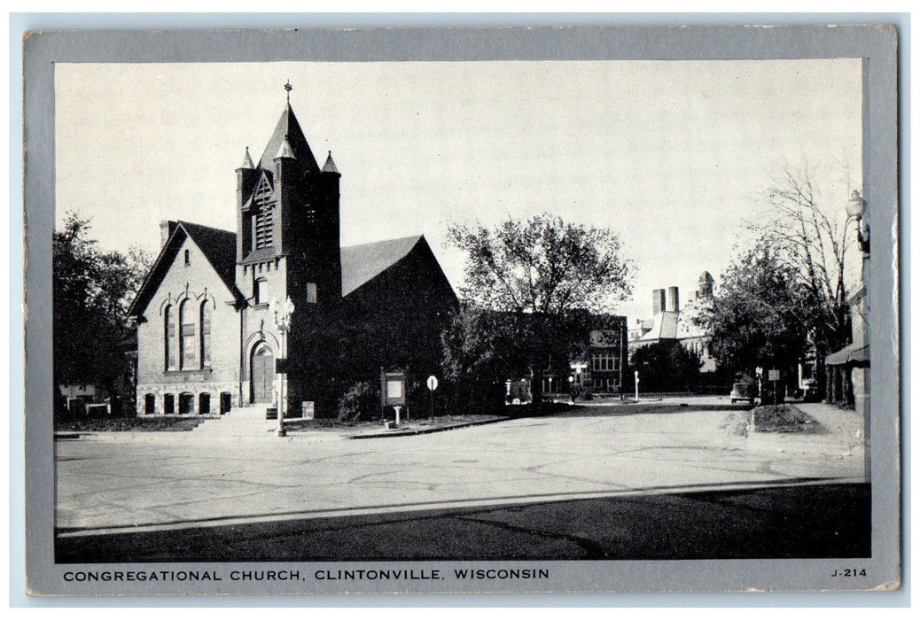 1947 Congregational Church Panoramic View Clintonville Wisconsin WI Postcard