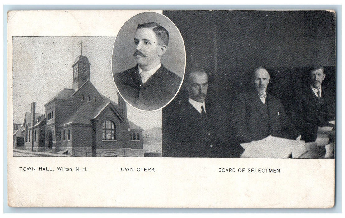 1908 Town Hall, Town Clerk Scene Wilton New Hampshire NH Multiview Postcard