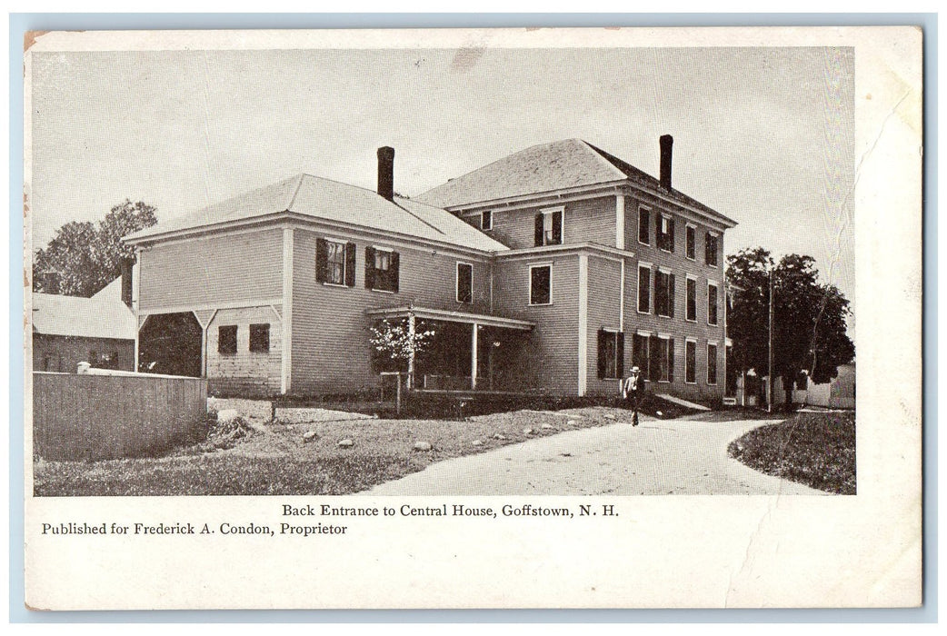 c1905 Back Entrance To Central House Goffstown New Hampshire NH Antique Postcard