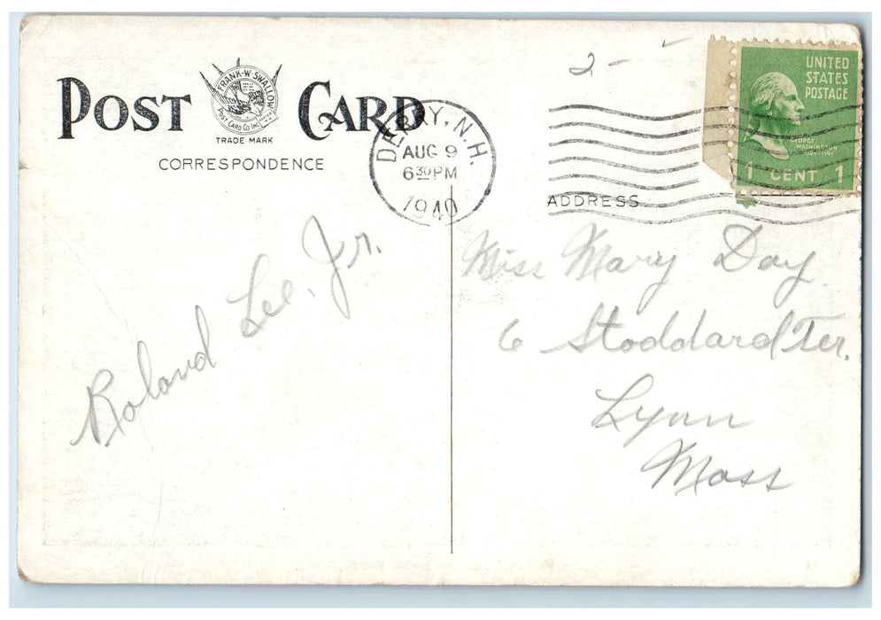 1940 Comeau's Beach Beaver Lake Bathing Derry New Hampshire NH Vintage Postcard
