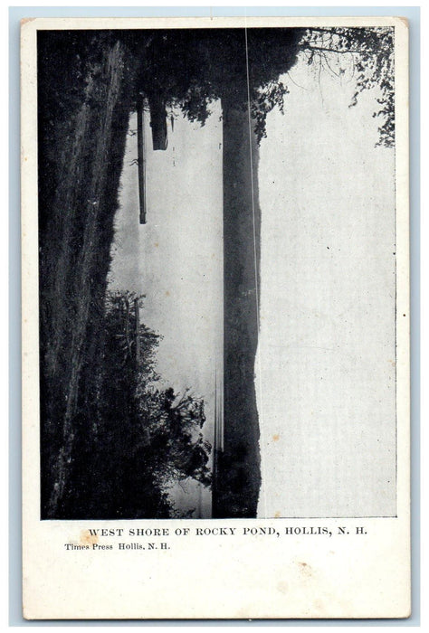 c1910's West Shore Of Rocky Pond Hollis New Hampshire NH Antique Postcard