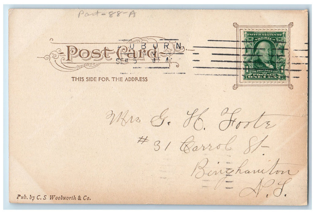 c1905 Auburn High School Building Binghamton New York NY Antique Postcard
