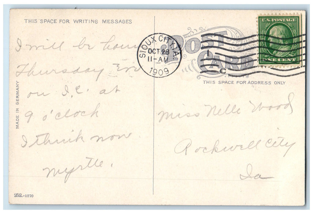1909 Elks Club Exterior Scene Roadside Sioux City Iowa IA Antique Postcard