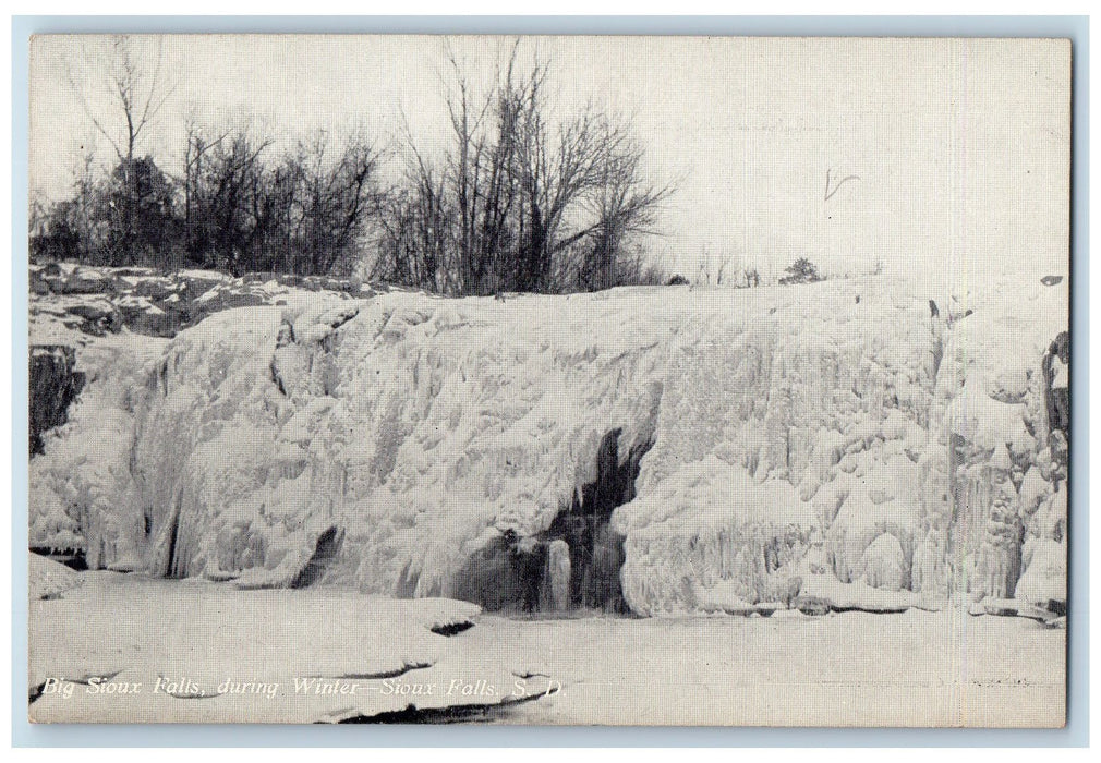 c1905 Big Sioux Falls During Winter Nature View South Dakota SD Antique Postcard