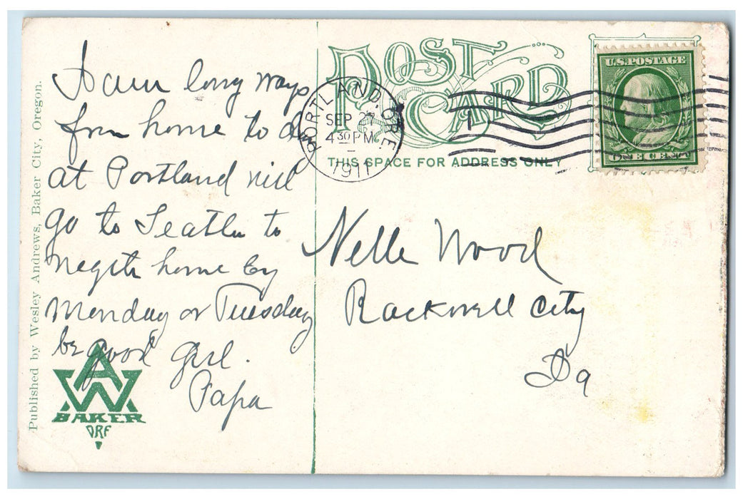 1911 Street Car Drug Store Scene New Plymouth Idaho ID, Portland OR Postcard